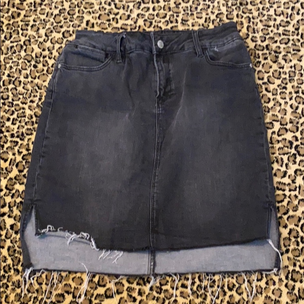 Black denim straight line/pencil skirt